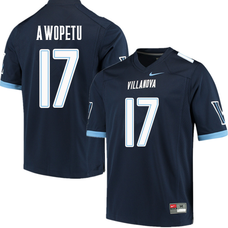 Men #17 Nowooola Awopetu Villanova Wildcats College Football Jerseys Sale-Navy